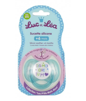 Luc et Léa Sucette Silicone + 6 mois "Dis-moi que tu m'aimes"