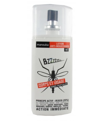 Manouka Lotion Anti-Moustiques Corps et Visage Zones Tropicales 75 ml