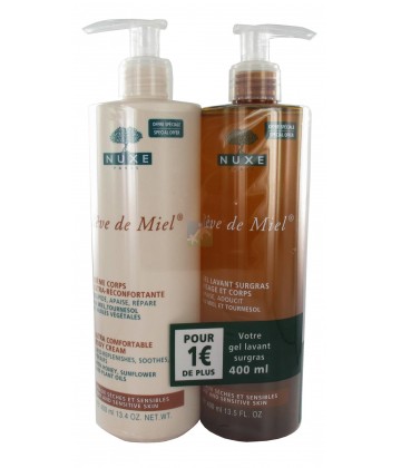 Nuxe Rêve de Miel Crème Corps Ultra-Réconfortante 400 ml + Gel Lavant Surgras 400 ml