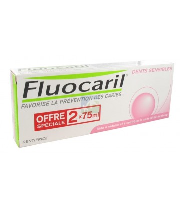 Fluocaril Dents Sensibles Pâte Dentifrice Goût Menthe  2 x 75 ml
